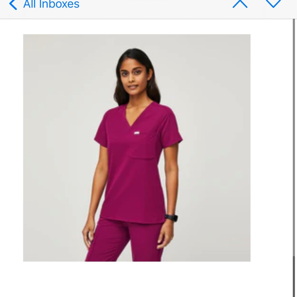 Figs Dark Magenta joggers and one pocket scrub top